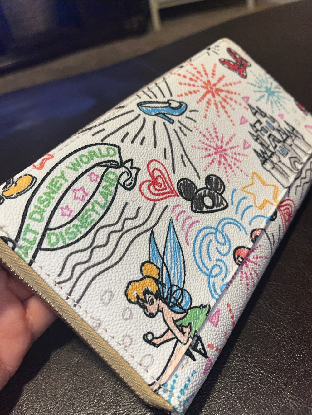 Dooney & Bourke White Disney Sketch Zip Wristlet with Multicolor Characters - Picture 12 of 15